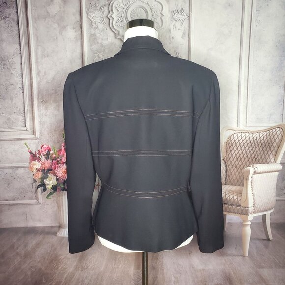 Vintage Laura Madrigano Black Gold Button Blazer Plus Size 14 - Picture 8 of 10